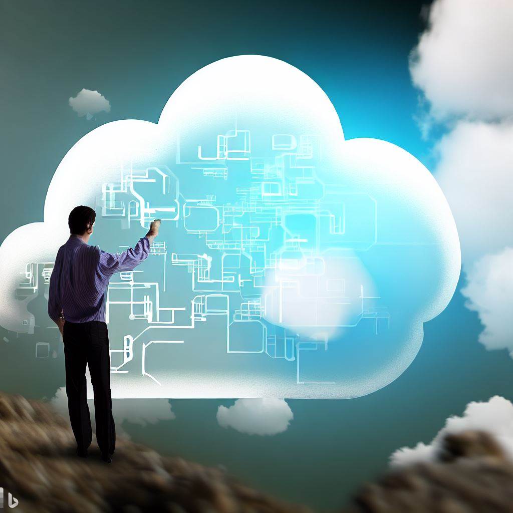 a man standing on a hill drawing a cloud and query about